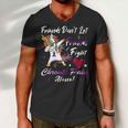 Friends Dont Let Friends Fight Chronic Pain Alone Unicorn Purple Ribbon Chronic Pain Support Chronic Pain Awareness Men V-Neck Tshirt