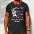 Friends Dont Let Friends Fight Ibm Alone Unicorn Blue Ribbon Inclusion Body Myositis Inclusion Body Myositis Awareness Men V-Neck Tshirt