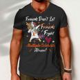 Friends Dont Let Friends Fight Multiple Sclerosis Alone Unicorn Orange Ribbon Multiple Sclerosis Multiple Sclerosis Awareness Men V-Neck Tshirt