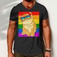 Funny Cat Lgbt Gay Rainbow Pride Flag Boys Men Girls Women Men V-Neck Tshirt