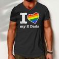 Gay Dads I Love My 2 Dads With Rainbow Heart Men V-Neck Tshirt