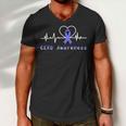 Gerd Awareness Heartbeat Periwinkle Blue Ribbon Gastroesophageal Reflux Disease Gerd Awareness Men V-Neck Tshirt