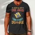 I Keep All My Dad Jokes In A Dad-A-Base Vintage Fathers Day Men V-Neck Tshirt