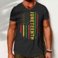 Juneteenth Us Flag Black King Melanin Dad Men Fathers Day Men V-Neck Tshirt