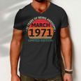 March 1971 50 Years Old Retro Vintage 50Th Birthday Men V-Neck Tshirt