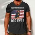 Mens Best Rottweiler Dad Ever American Flag 4Th Of July Rottie Men V-Neck Tshirt