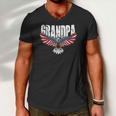 Mens Grandpa Vintage Usa Flag Bald Eagle Patriotic 4Th Of July Men V-Neck Tshirt