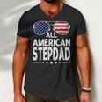 Mens Retro Fathers Day Family All American Stepdad 4Th Of July Men V-Neck Tshirt