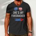 Mens Shes My Firecracker His And Hers 4Th July Matching Couples Men V-Neck Tshirt