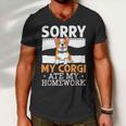 My Corgi Ate My Homework Welsh Corgi Dog Owner Puppy V2 Men V-Neck Tshirt
