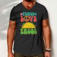 Peace Love Tacos Groovy Gift For Retro Hippie Men V-Neck Tshirt