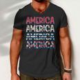 Retro Vintage America Red Blue And White 4Th July Patriotic Men V-Neck Tshirt