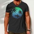 Retro Water Sport Surfboard Palm Tree Sea Tropical Surfing Men V-Neck Tshirt