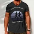 Running Is Cheaper Than Therapy Men V-Neck Tshirt