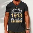 September 1913 Birthday Life Begins In September 1913 V2 Men V-Neck Tshirt