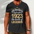 September 1923 Birthday Life Begins In September 1923 V2 Men V-Neck Tshirt