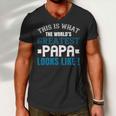 This Is What The Worlds Gratest Papa Papa T-Shirt Fathers Day Gift Men V-Neck Tshirt