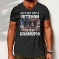 Veteran Womens Veteran She Is My Grandma American Flag Veterans Day 333 Navy Soldier Army Military Men V-Neck Tshirt