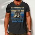 Vintage Veteran Mom My Heroes Dont Wear Capes Army Boots T-Shirt Men V-Neck Tshirt