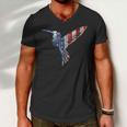 Womens Usa American Flag Dot Art Cute Bird Hummingbird 4Th Of July V2 Men V-Neck Tshirt