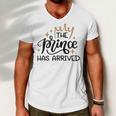 Baby Shower Text Design The Prince Has Arrived Men V-Neck Tshirt