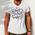 Baby Shower Text Pink Heart Ribbon Design Sweet Sweet Baby Men V-Neck Tshirt