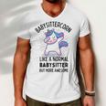 Babysittercorn Funny Unicorn Dabbing Gift Like A Normal Babysitter But More Awesome Men V-Neck Tshirt