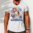 Beagle American Flag Sunglasses 708 Shirt Men V-Neck Tshirt