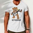Boston Keytar Bear Street Performer Keyboard Playing Gift Raglan Baseball Tee Men V-Neck Tshirt