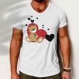 Cartoon Animal Happy Loving Teddy Bear Men V-Neck Tshirt