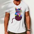 Cute Cat Gift For Kitten Lovers Colorful Art Kitty Adoption Men V-Neck Tshirt