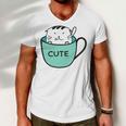 Cute Cat In Mug Men V-Neck Tshirt