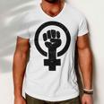 Feminist Raised Fist - Distressed Fitted Men V-Neck Tshirt