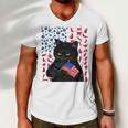 Funny Black Cat Independence Flag 633 Shirt Men V-Neck Tshirt