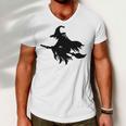 Halloween Scary Old Witch On Broom Art Design Pattern Men V-Neck Tshirt