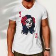 Halloween Sugar Skull With Red Floral Halloween Gift By Mesa Cute Men V-Neck Tshirt