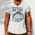 Happiness Is A Big Fish And A Witness Fisherman Dad Blue Men V-Neck Tshirt