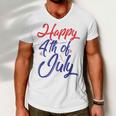 Happy 4Th Of July Dark Red Blue Text Men V-Neck Tshirt