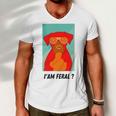 I Am Feral Coll Red Dog Men V-Neck Tshirt