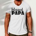 Mens Papa Grandpa Proud New Dad Blessed Papa Fathers Day Men V-Neck Tshirt