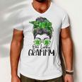 One Lucky Grammy Messy Bun Lucky Shamrock St Patricks Day Men V-Neck Tshirt