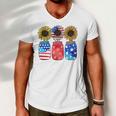 Patriotic Jar Sunflower American Flag Funny 4Th Of July Men V-Neck Tshirt