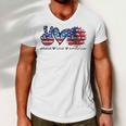 Peace Love America Flag Sunflower 4Th Of July Memorial Day Men V-Neck Tshirt