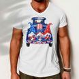 Usa Patriotic Gnomes With American Flag Hats Riding Truck Men V-Neck Tshirt