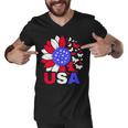 American Flag 4Th Of July Proud Usa Flower Girl Men V-Neck Tshirt