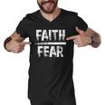 Distressed Faith Over Fear Believe In Him Men V-Neck Tshirt