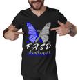 Fasd Awareness Butterfly Blue And Grey Ribbon Fetal Alcohol Spectrum Disorder Fetal Alcohol Spectrum Disorder Awareness Men V-Neck Tshirt