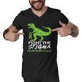 Fight Stigma Mental Health Awareness Lime Green Dinosaur Men V-Neck Tshirt