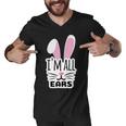 Funny Cute Pink Bunny Im All Ears Rabbit Happy Easter Day Gift For Girls Women Mom Mommy Family Birthday Holiday Christmas Men V-Neck Tshirt