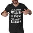 January 1952 Birthday Life Begins In January 1952 Men V-Neck Tshirt